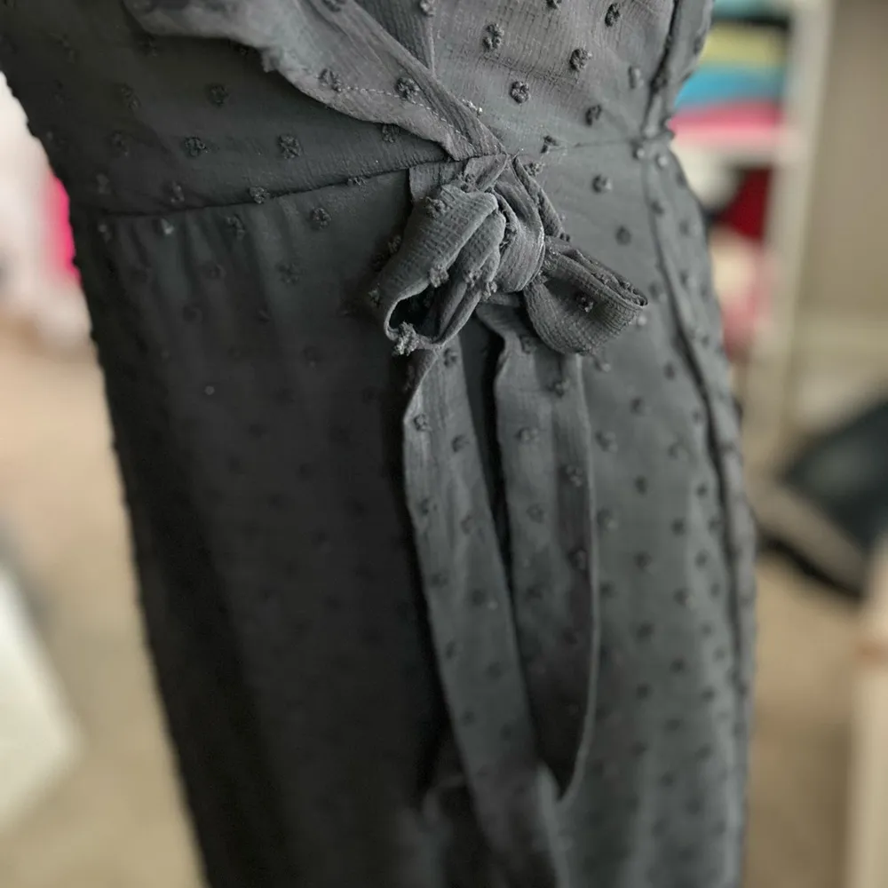 monteau Black Sheer Ruffle Short Sleeve Dress Small - Image 6