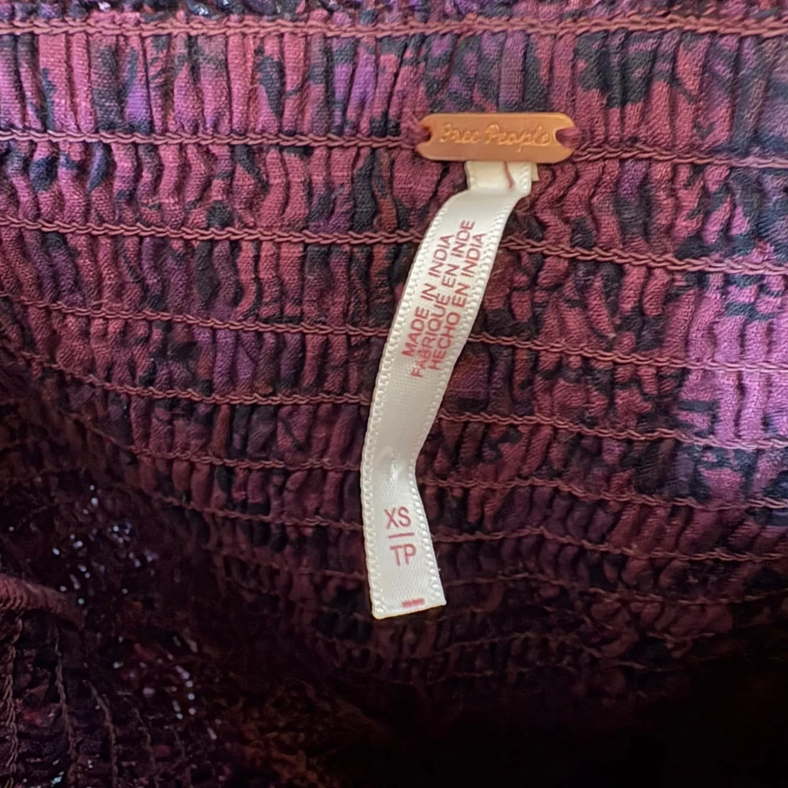 Free People Smock It To Me Mini Dress Purple Floral Long‎ Sleeve Size XS - Image 8