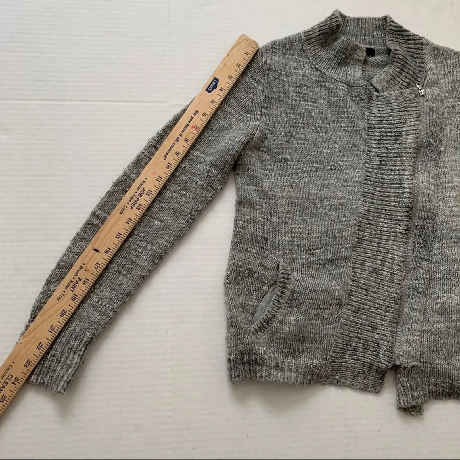 Gap Grey Wool Alpaca Blend Moto Zip Cardigan S - Image 4
