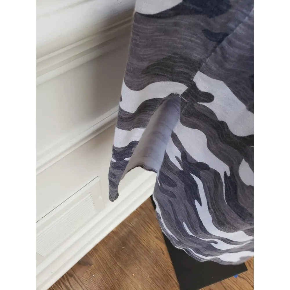 Old Navy Fit & Flare Dress Womens Medium Gray Camo Short Sleeve Cinch Waist - Image 11