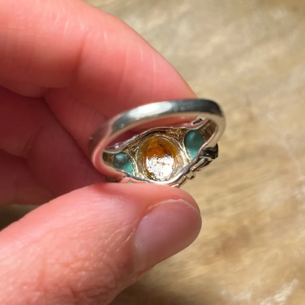 Sterling Silver Dragons Breath & Turquoise 925  Ring - Image 12