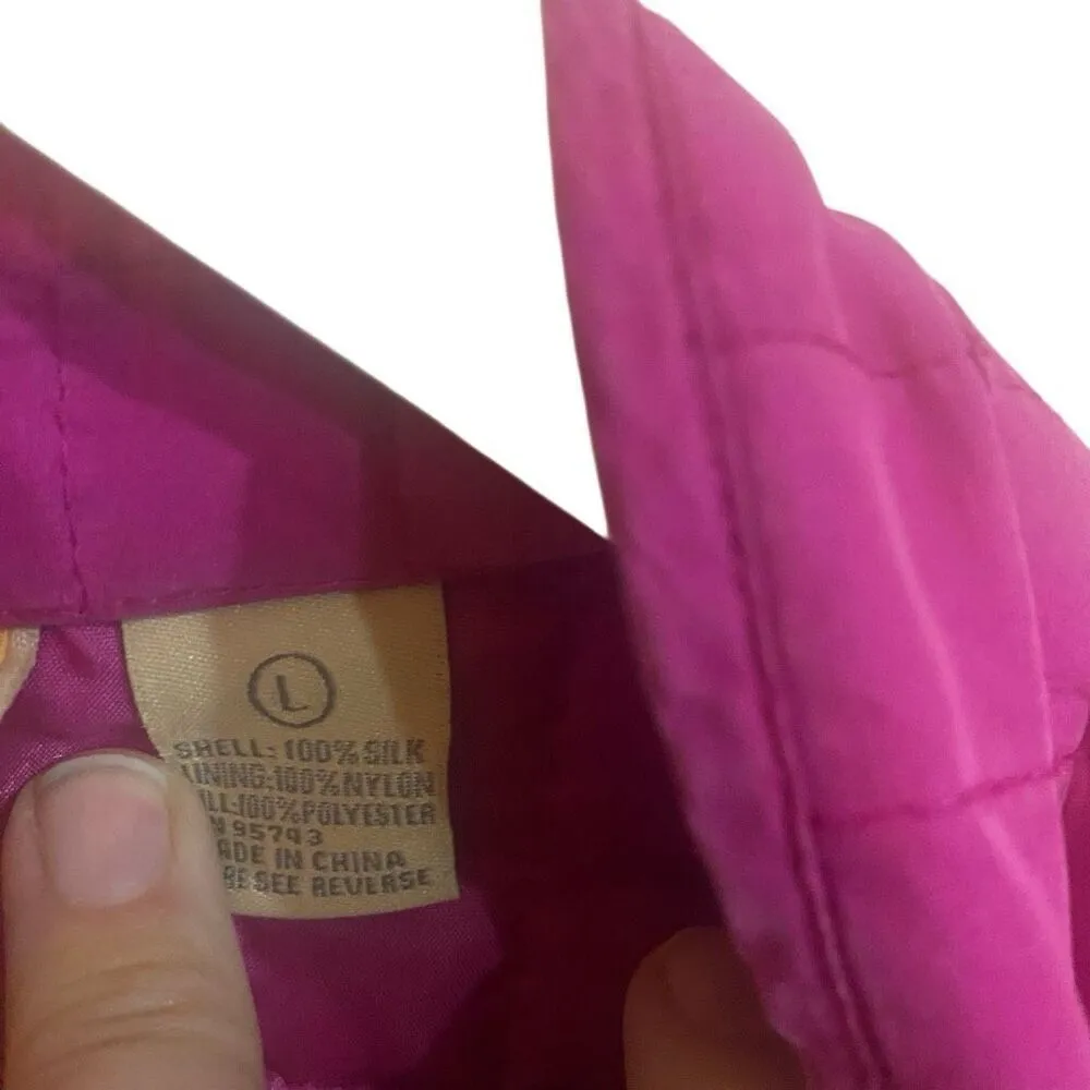 Bobby Chan open cardigan 100% silk fushia size large quilted Pink - Image 5