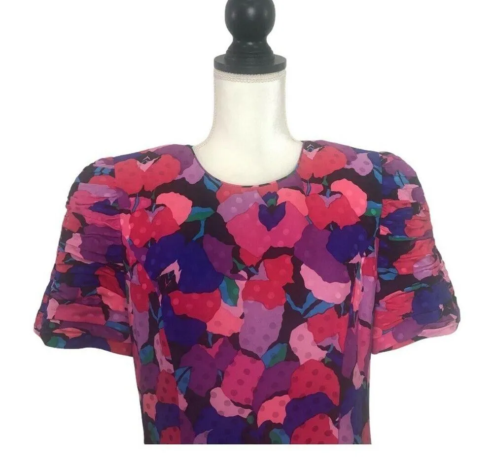 Liz Claiborne Vintage Silk dress size 12 80's multicolor shoulder pads A line - Image 5