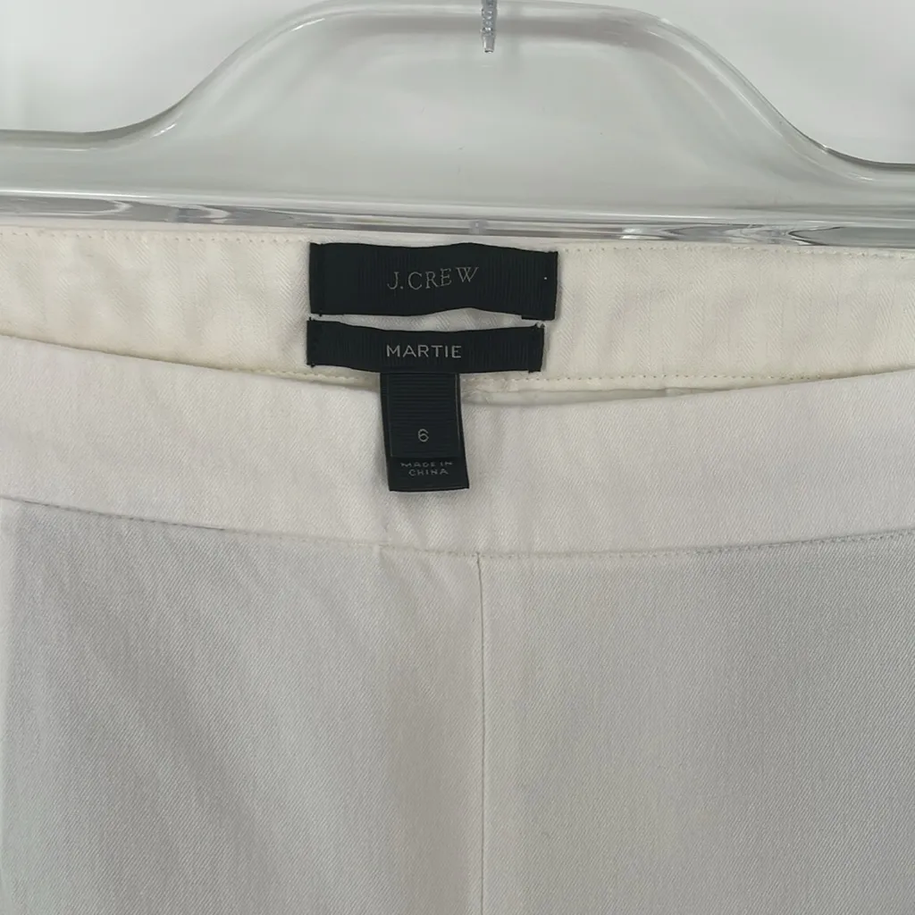 J.Crew Martie Slim Fit Stretch Cotton Pants White Ivory Size 6 - Image 4