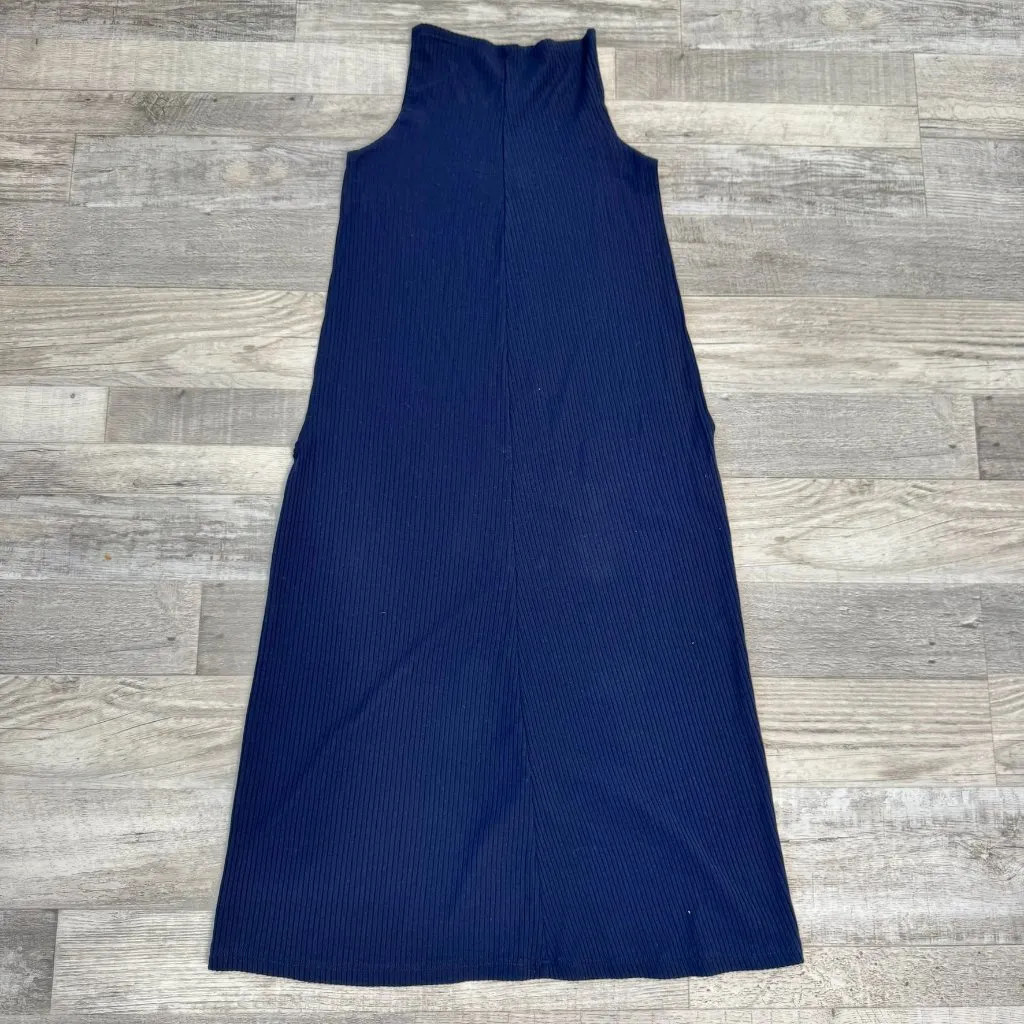Reformation navy blue ribbed turtle neck mini dress knit stretch size XS O47 - Image 9