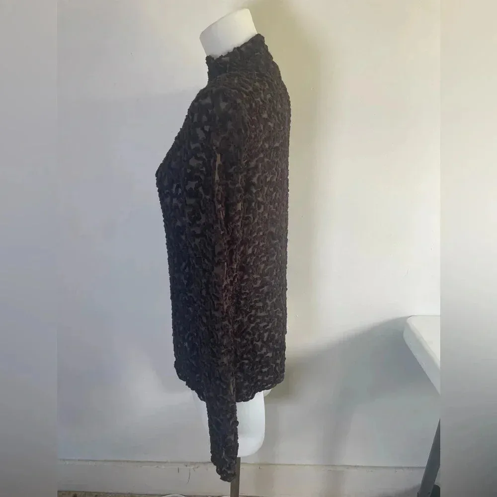 FRANCO FERRARO Vintage Shag Brown Women’s Top Sz M/L Made In Italy Designer 0192 Size M - Image 2