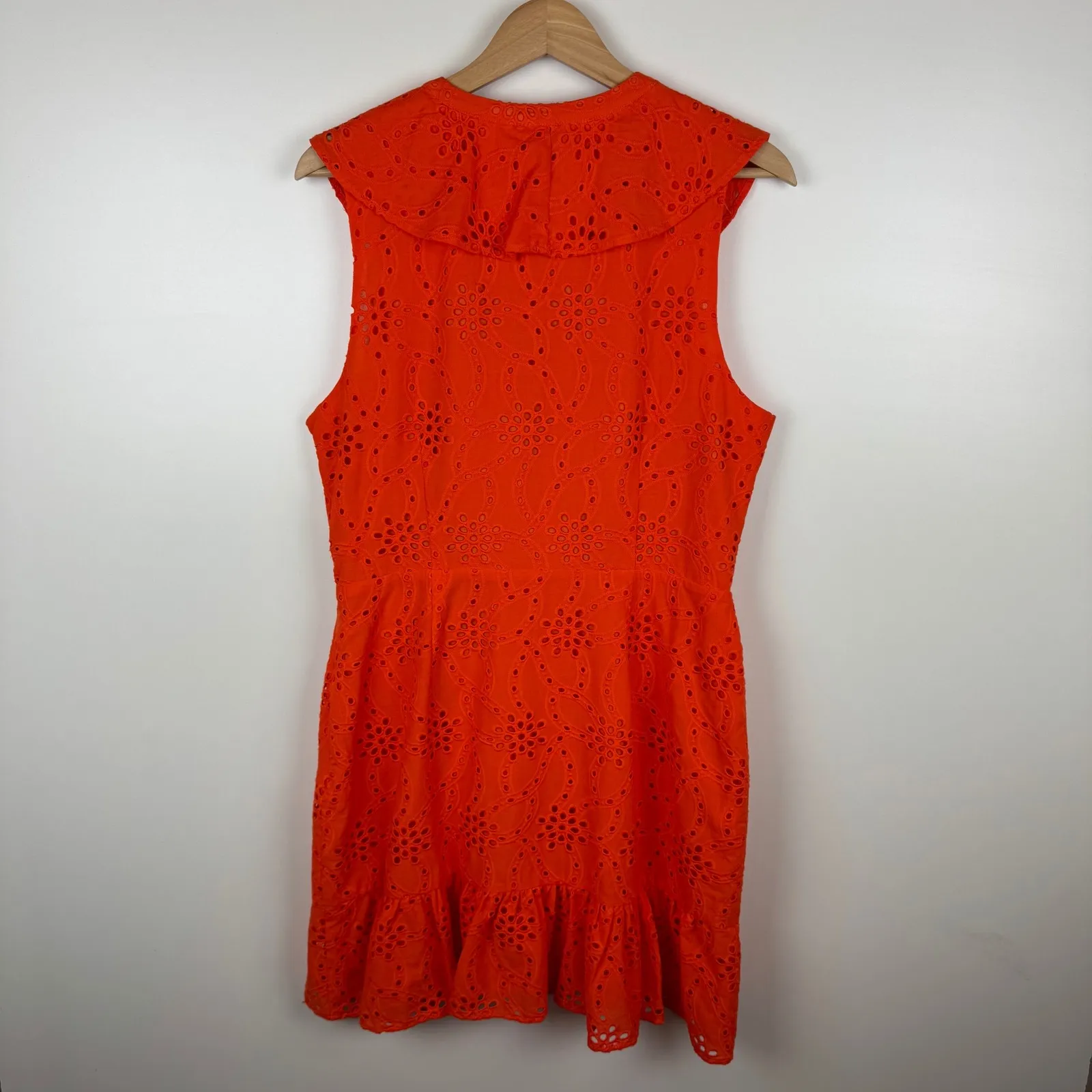 Milly Novi Eyelet Wrap Dress Sz 12 Orange Wrap Sleeveless Party Summer‎ Wedding - Image 4
