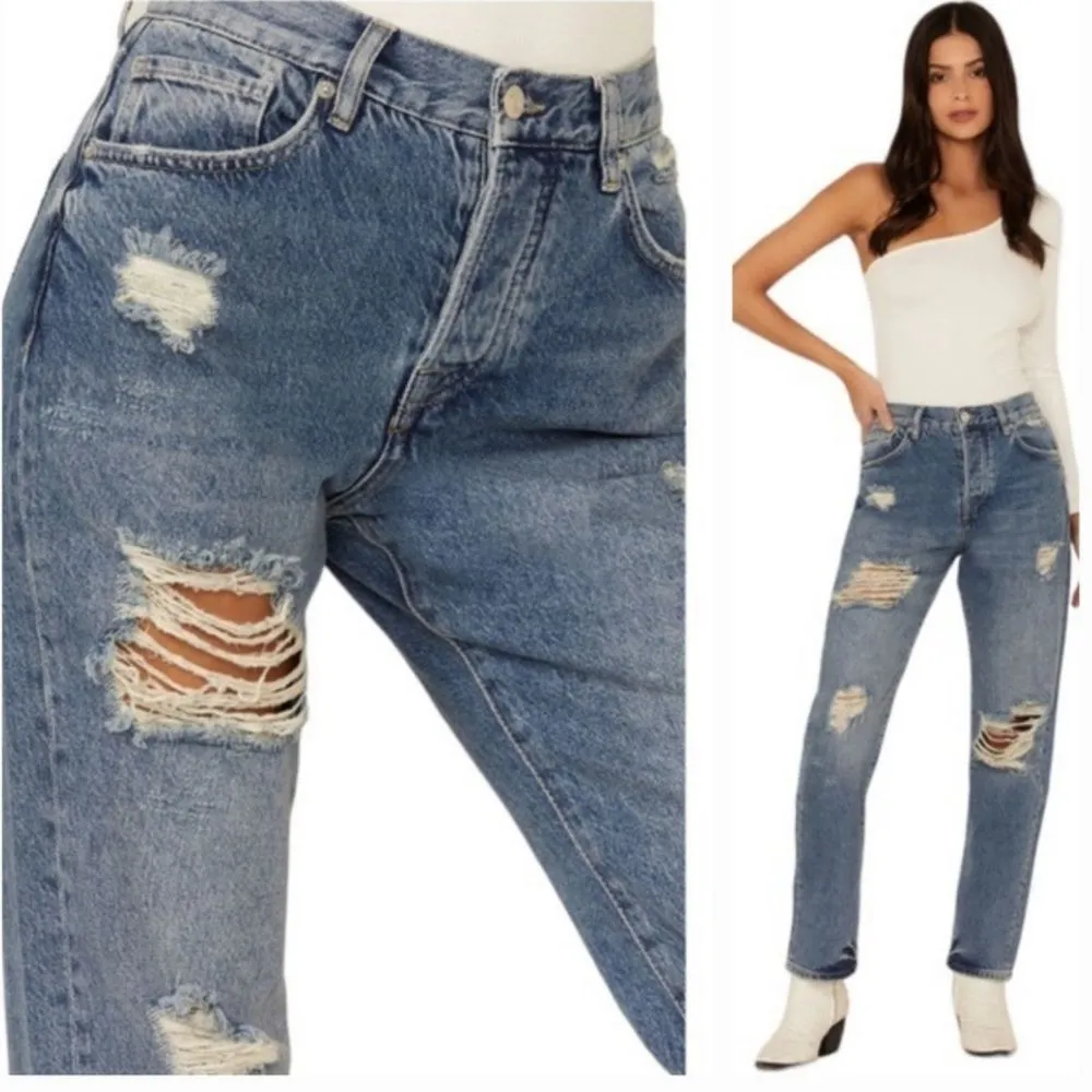 We the Free People Bren Slouchy Slim Boyfriend Jeans‎ OB1311341 Size 27 Denim - Image 2