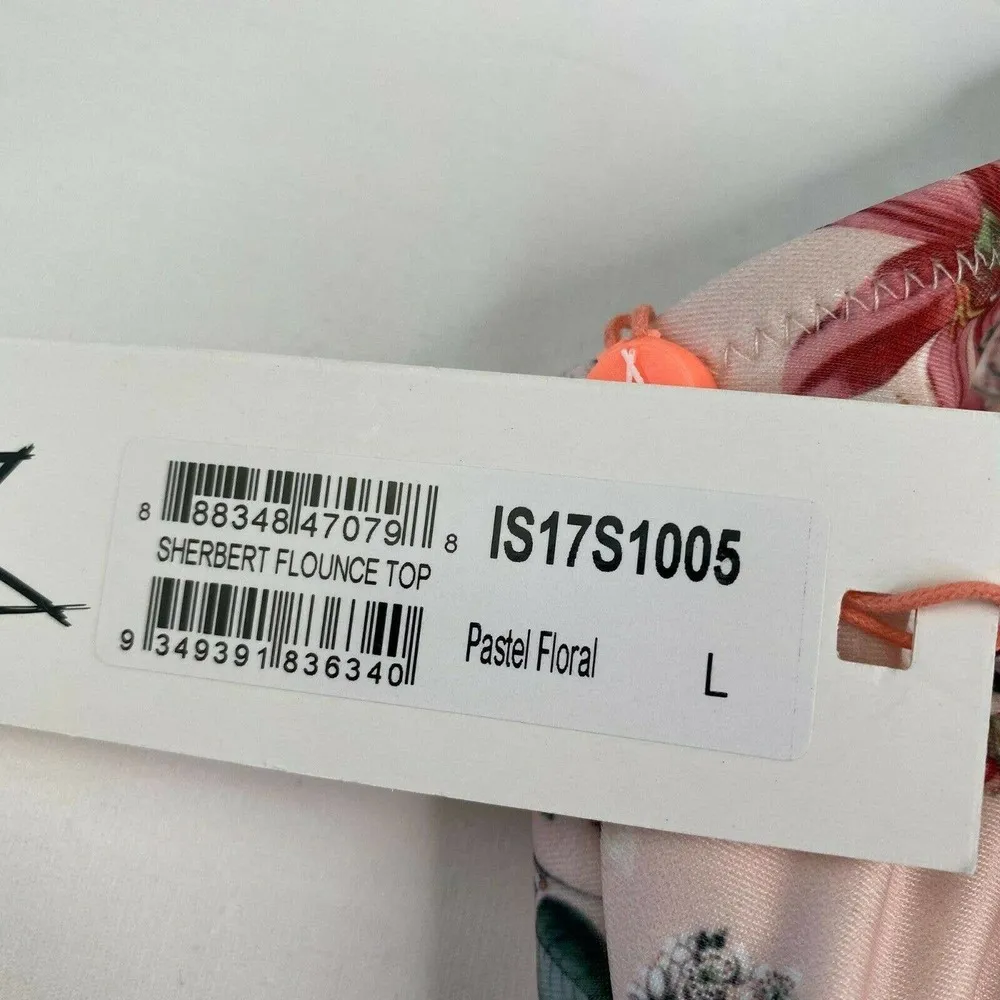 MinkPink Sherbet Flounce Pastel Floral Bikini Top Women's Size Large L - Image 4