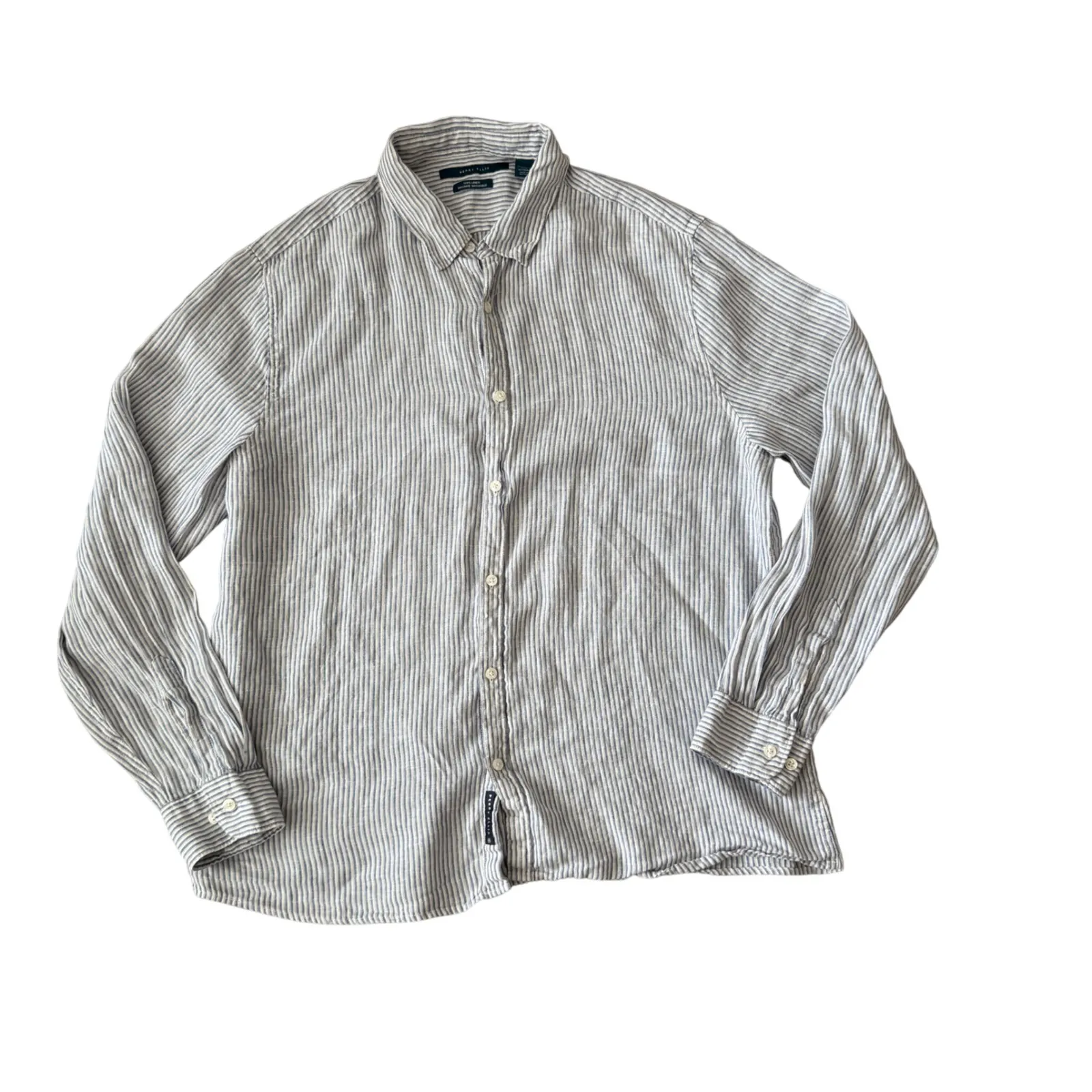 Perry Ellis Men's Striped Linen Button Down Shirt XL - Image 2