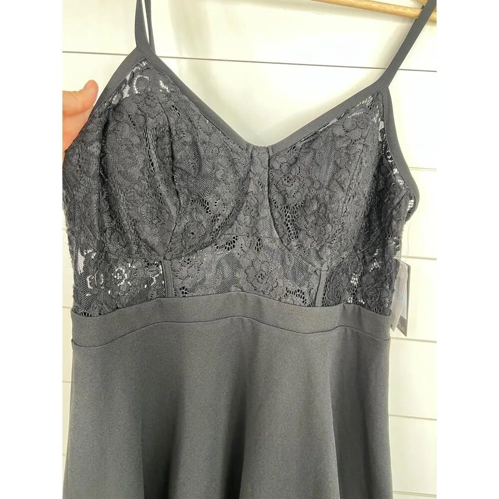 City Studio Black Lace Corset Bodice Spaghetti Straps ALine Dress Plus Size 20W - Image 6