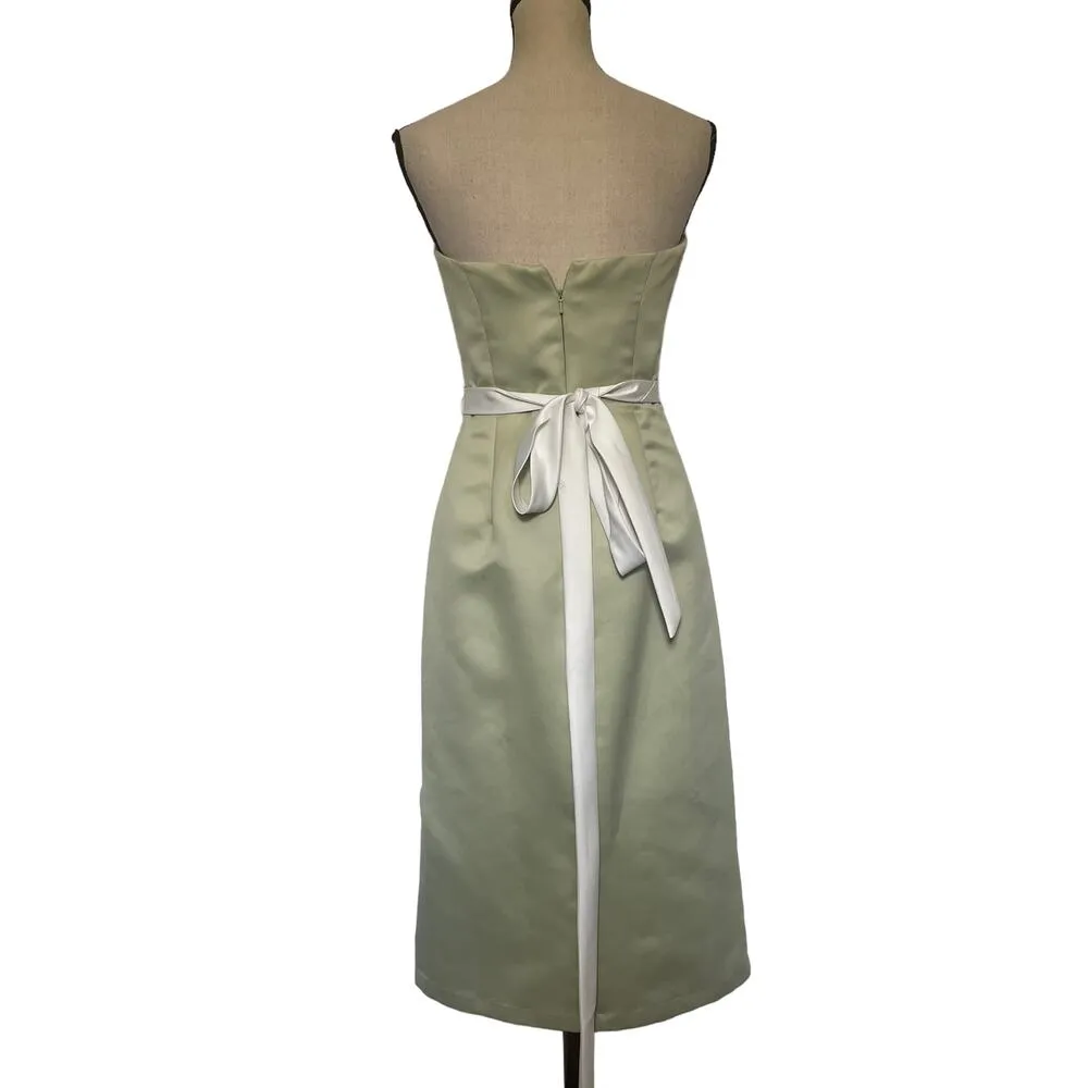 Alfred Sung Duchess Strapless Dress Sz 4 Green Bridesmaid Formal HOCO Satin - Image 8