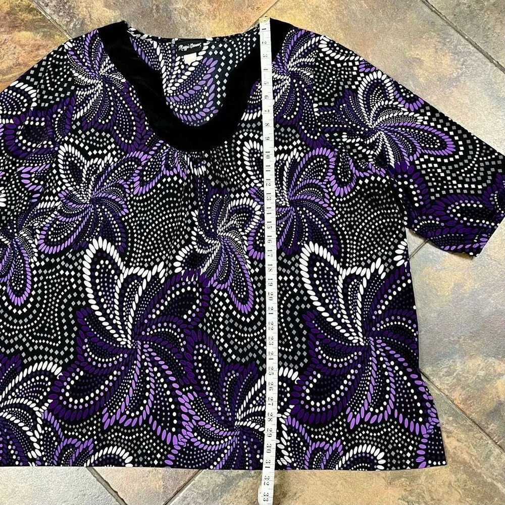 Maggie Barnes Geometric Floral Polka Dot Blouse 2X - Image 6