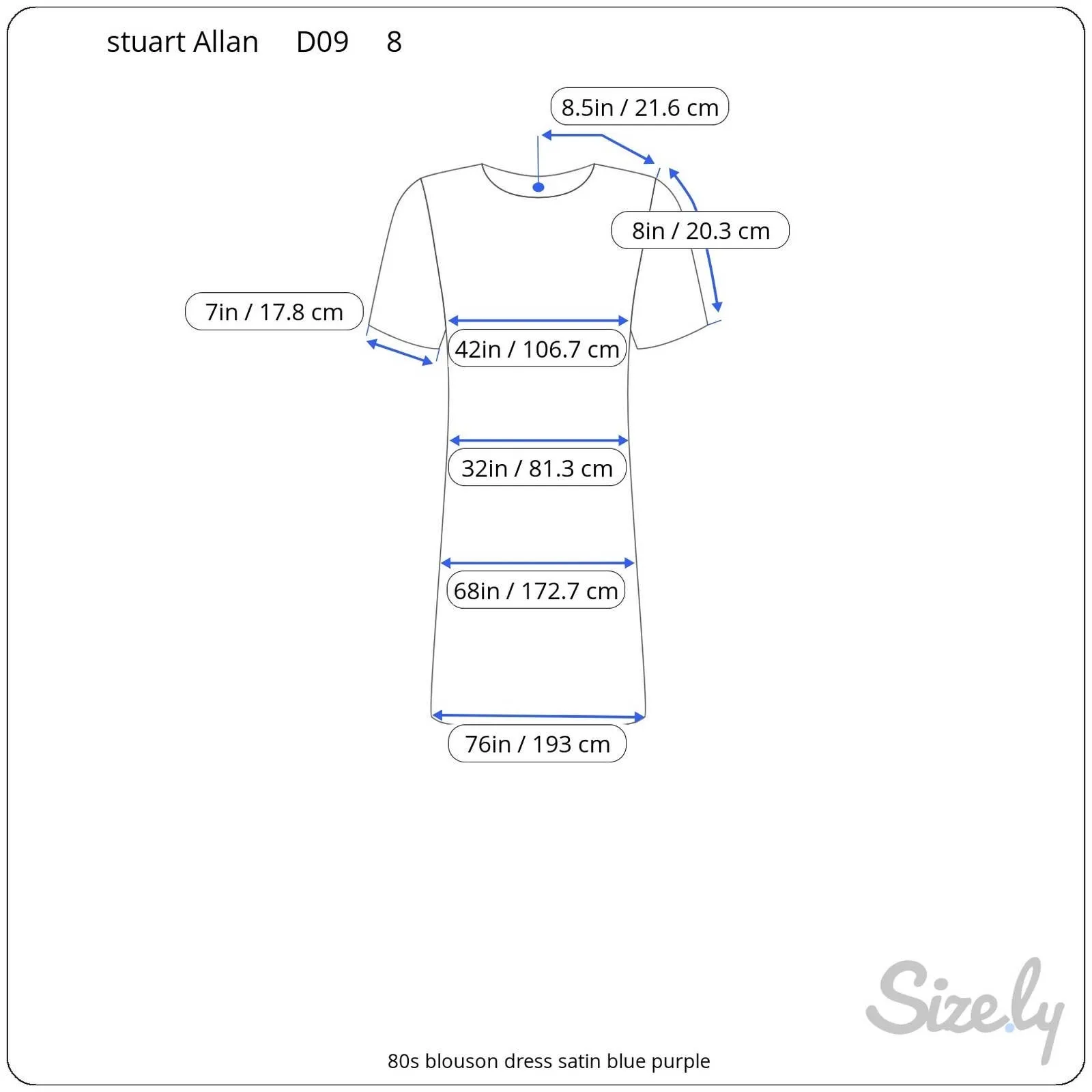 dress 80s blouson satin blue purple Size 8 - Image 2