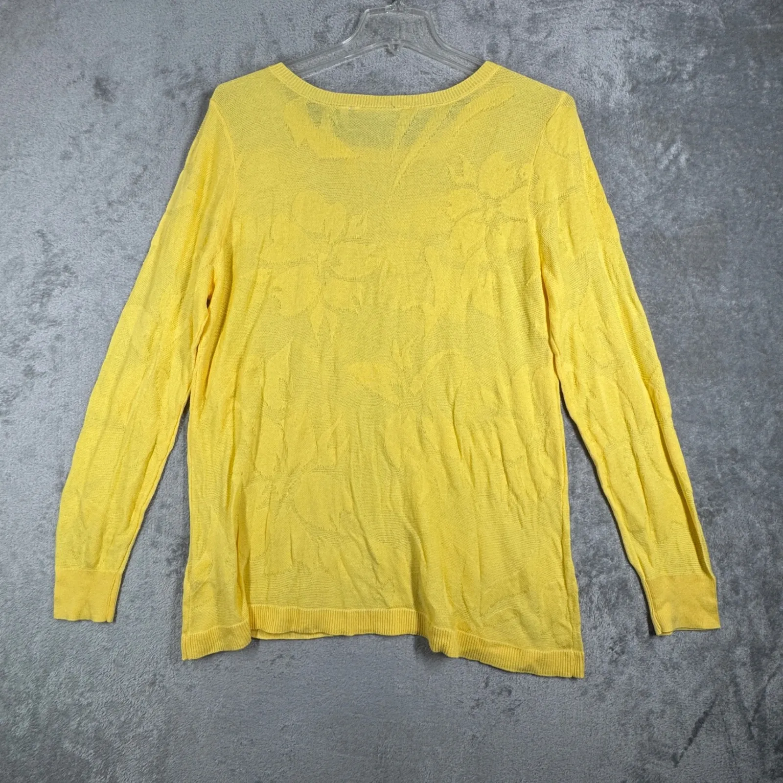 Soft Surroundings Sweater Floral Yellow Garden Wall Pointelle Jacquard Plus 1X - Image 3