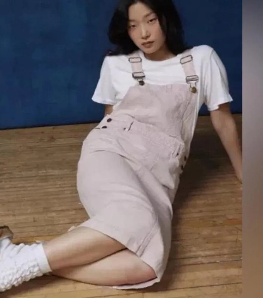 BDG Urban Outfitters Dani Maxi Pink Skirt overalls dress 100% Cotton Size Small - Image 3