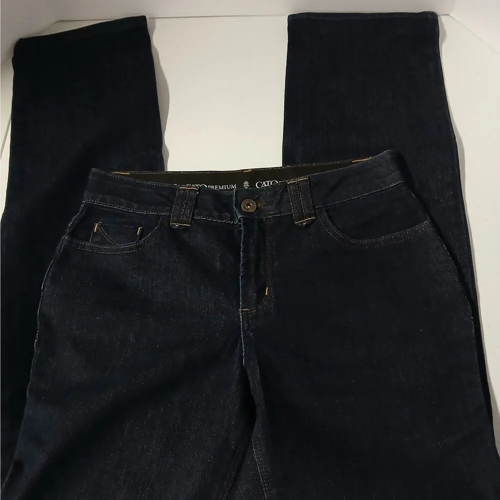 Cato Premium Women's Denim Jeans Size 6 Blue Straight Dark Wash Western Cowgirl - Image 4