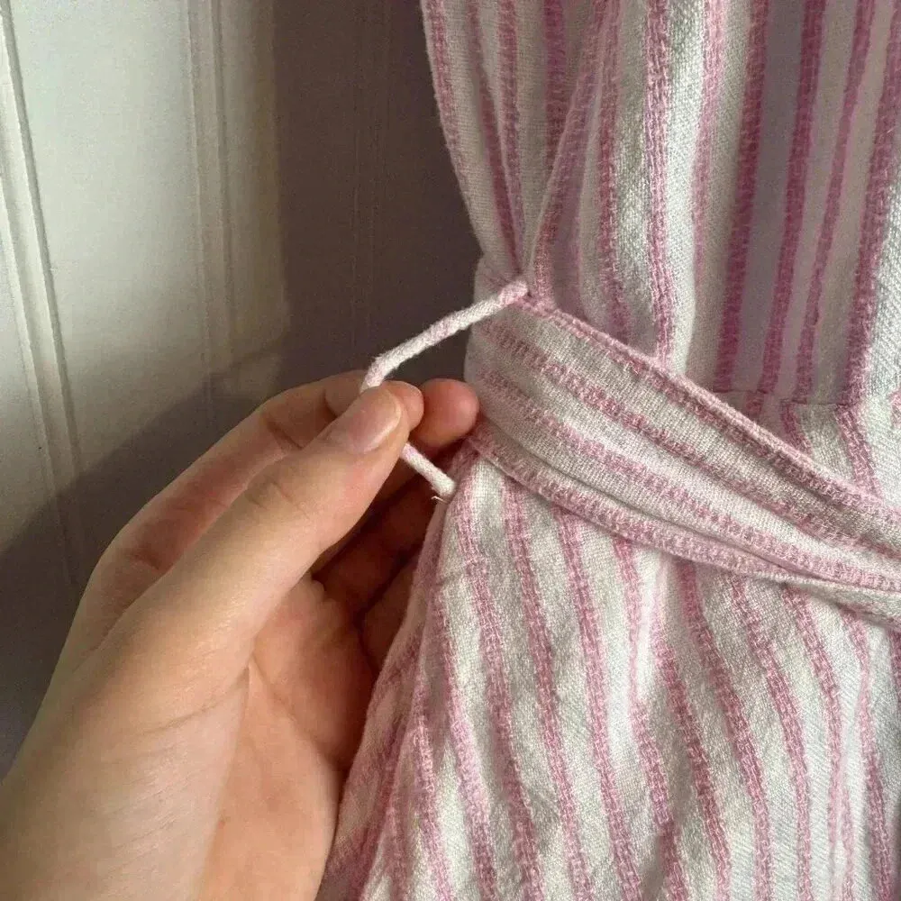 Alexis for Target pink stripe linen blend belted dress short sleeve small L25 - Image 11