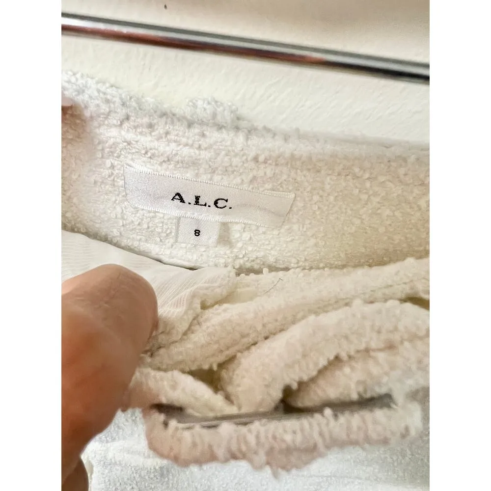 NWT A.L.C Banks Boucle Jacket & Oakland Belted High Waisted Short White Set 8/10 - Image 4
