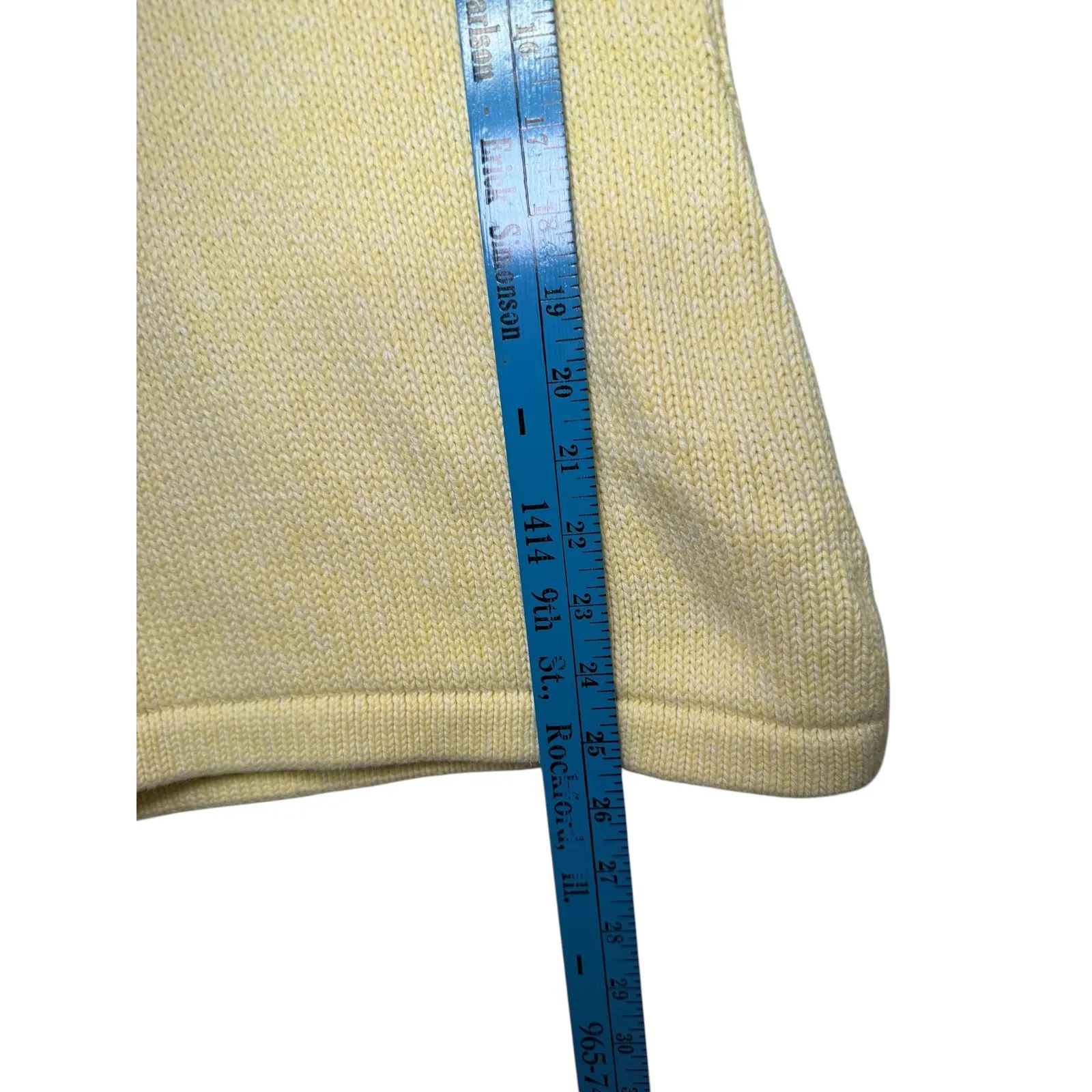 L L Bean Light Yellow V Neck 100% Cotton Knit Sweater Long Sleeve Casual XS - Image 9