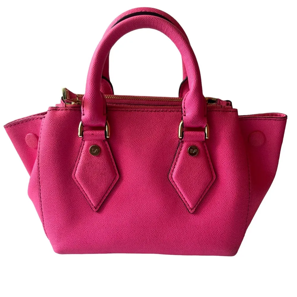 NWT Diane Von Furstenberg Shocking Pink Leather Mini Voyage Itsy Crossbody Bag - Image 4