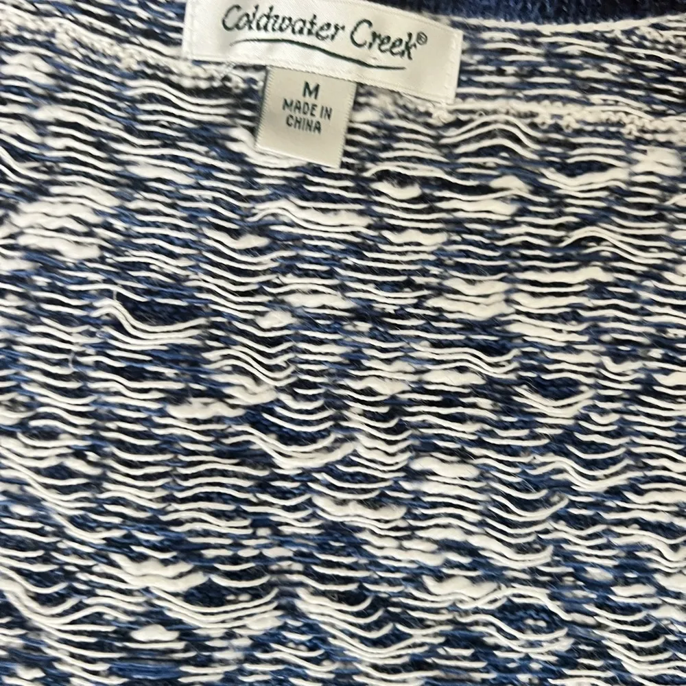 Coldwater Creek Blue Lightweight Wooden Button Cardigan Nordic Knit Sweater M - Image 6