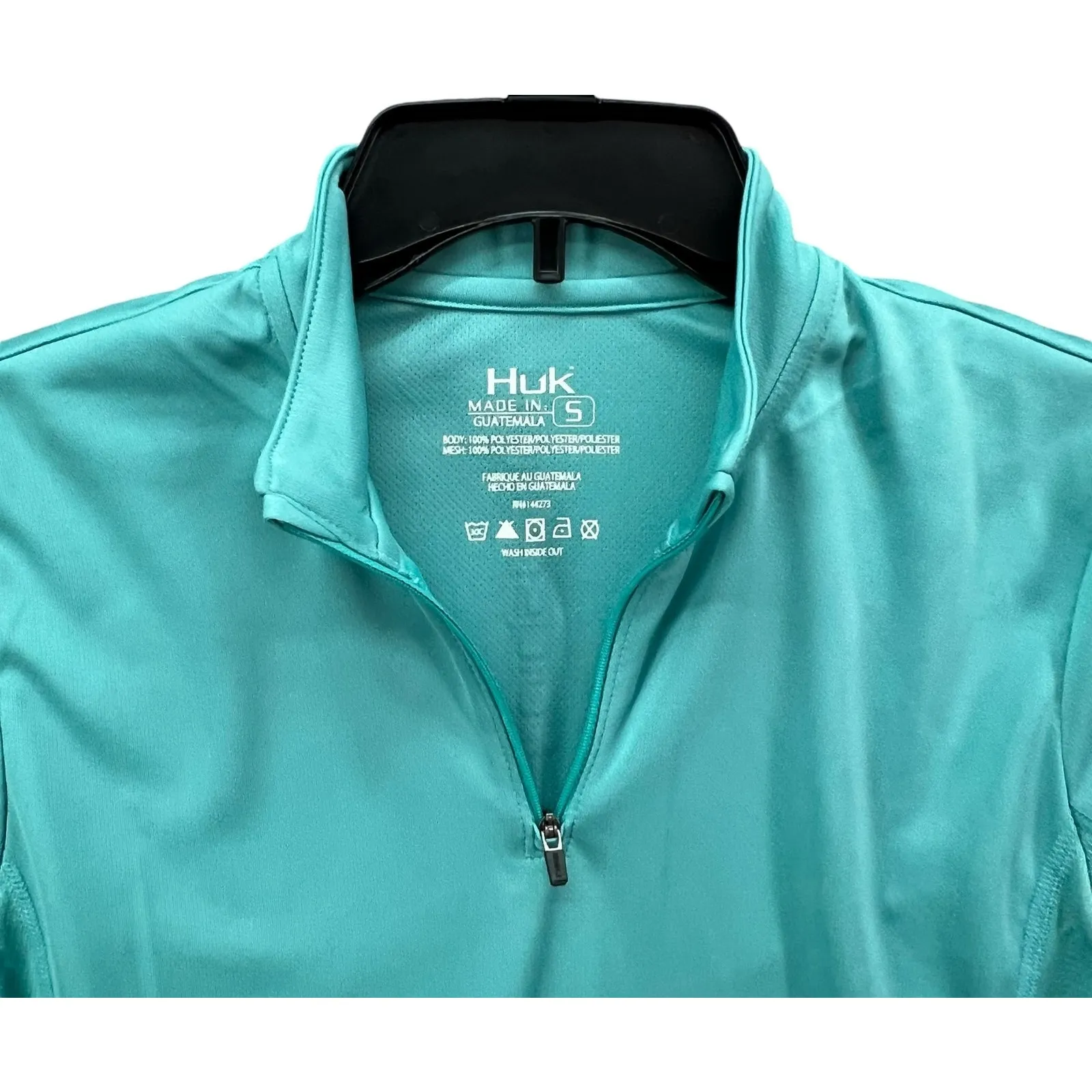 Huk Icon 1/4 Zip Pullover Shirt S Aqua Blue UPF Long Sleeve Performance Gorpcore - Image 2