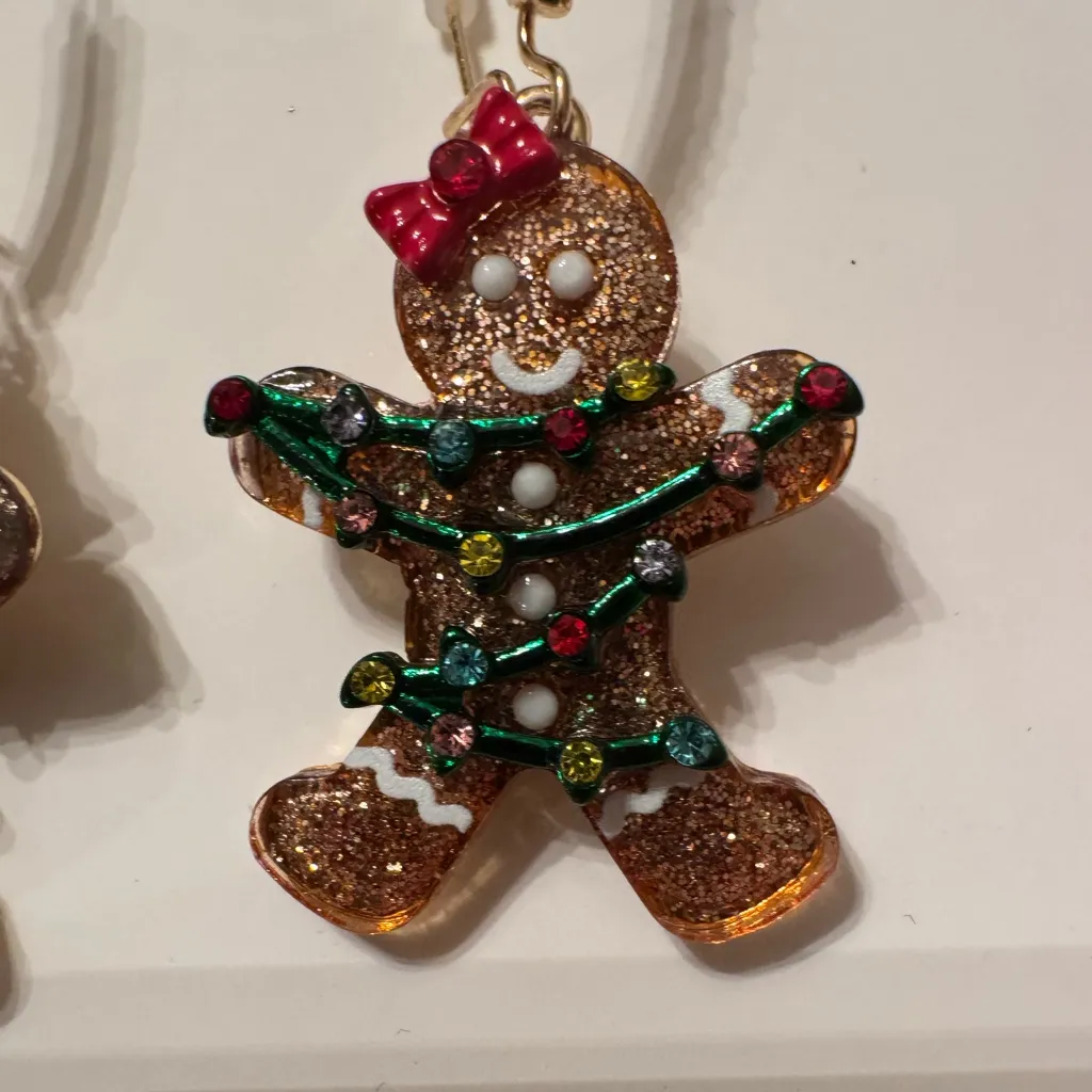 Betsey Johnson Gingerbread Dangling Earrings in Gift Box NWT - Image 3