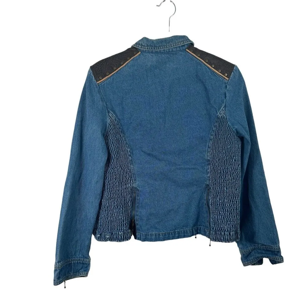 Nancy Bolen City Girl Denim Jacket Western Boho Equestrian Cotton Womens Size 8 Blue - Image 5