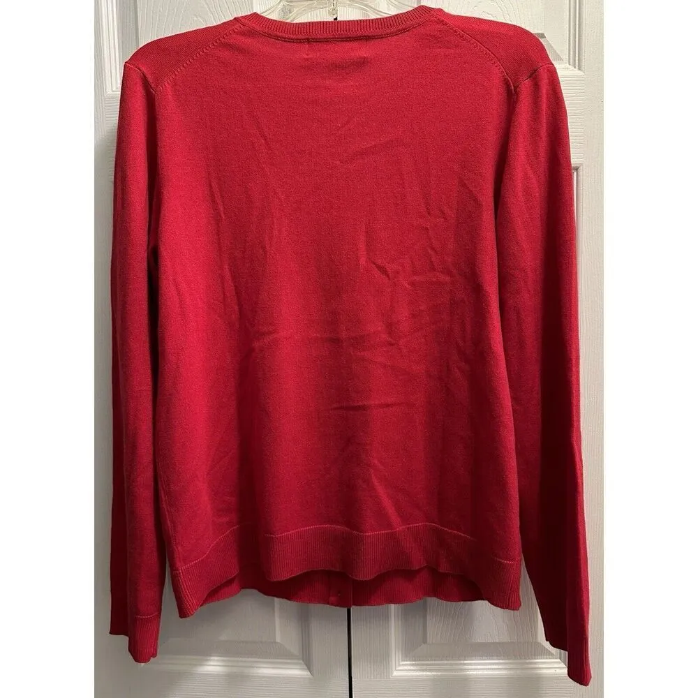 Karen Scott Red Button Up Cardigan Size Large - Image 2