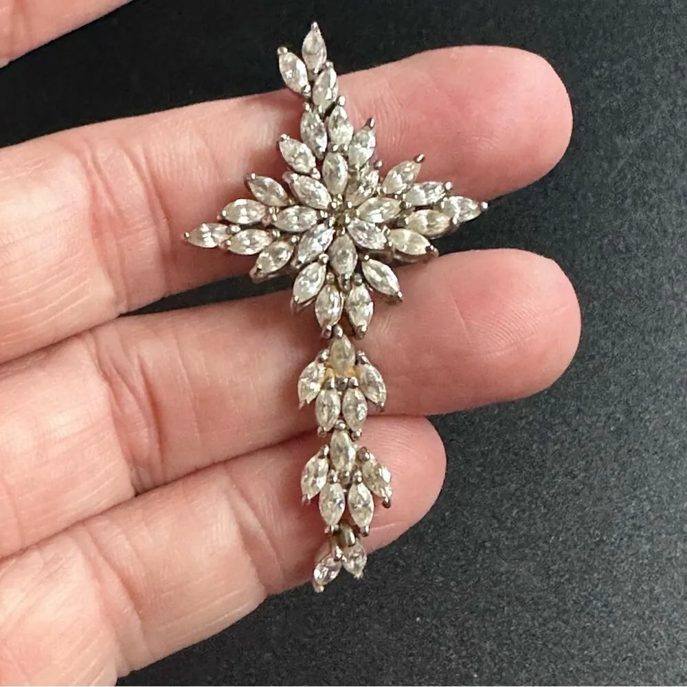 Vintage Silver And Rhinestone Cross Necklace Pendent - Image 4