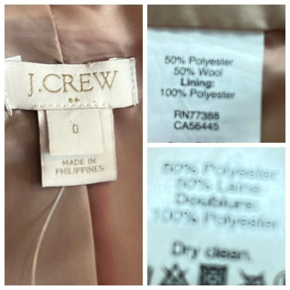 J. Crew Women's Wool Blend Stadium Cocoon Zip Front Coat Pink Women's Size 0 - Image 14