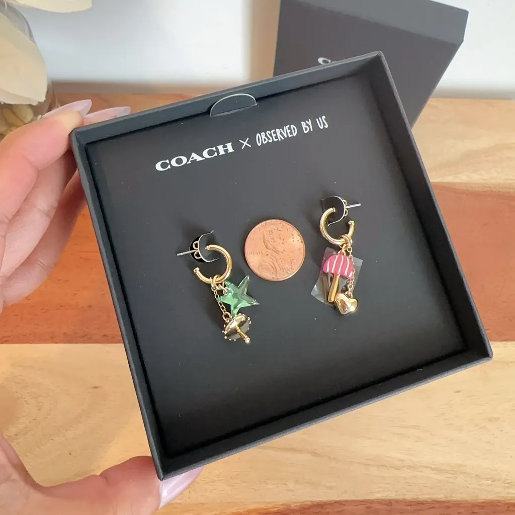 NWT Coach X‎ Observed By Us Mismatch Star And Mushroom Huggie Earrings - Image 5
