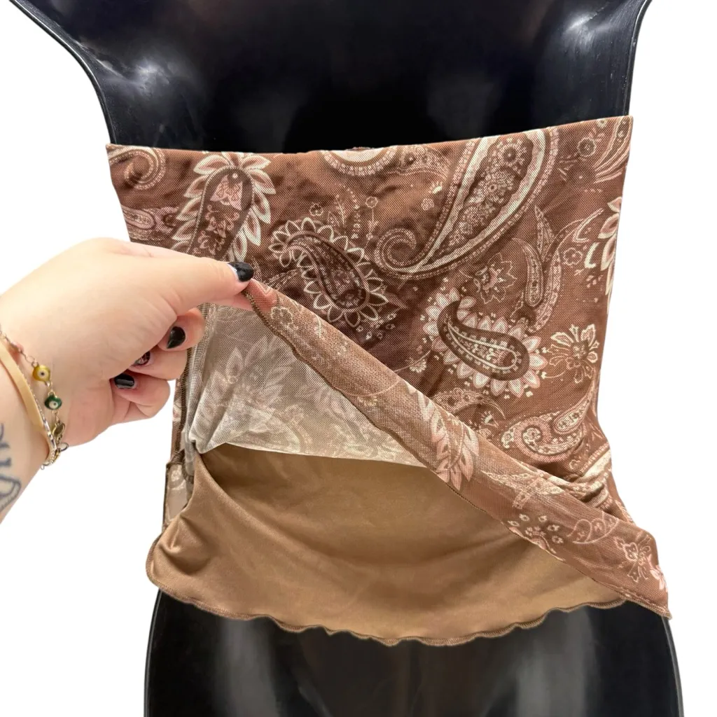 Almost Famous Boho Strapless Paisley Sheer Flowy Top - Image 6