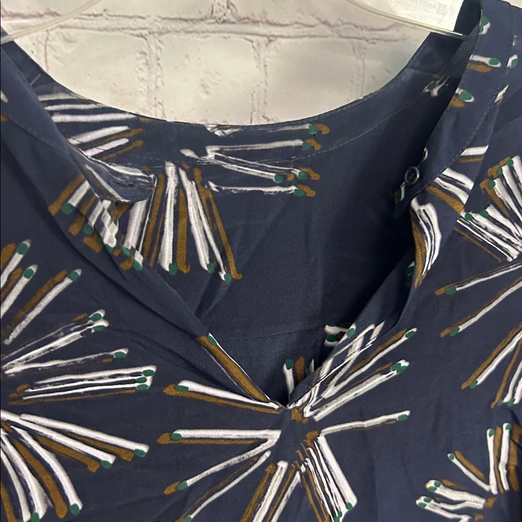 Akris Punto Silk Geo Printed artsy blouse old money trad wife academia funky - Image 3