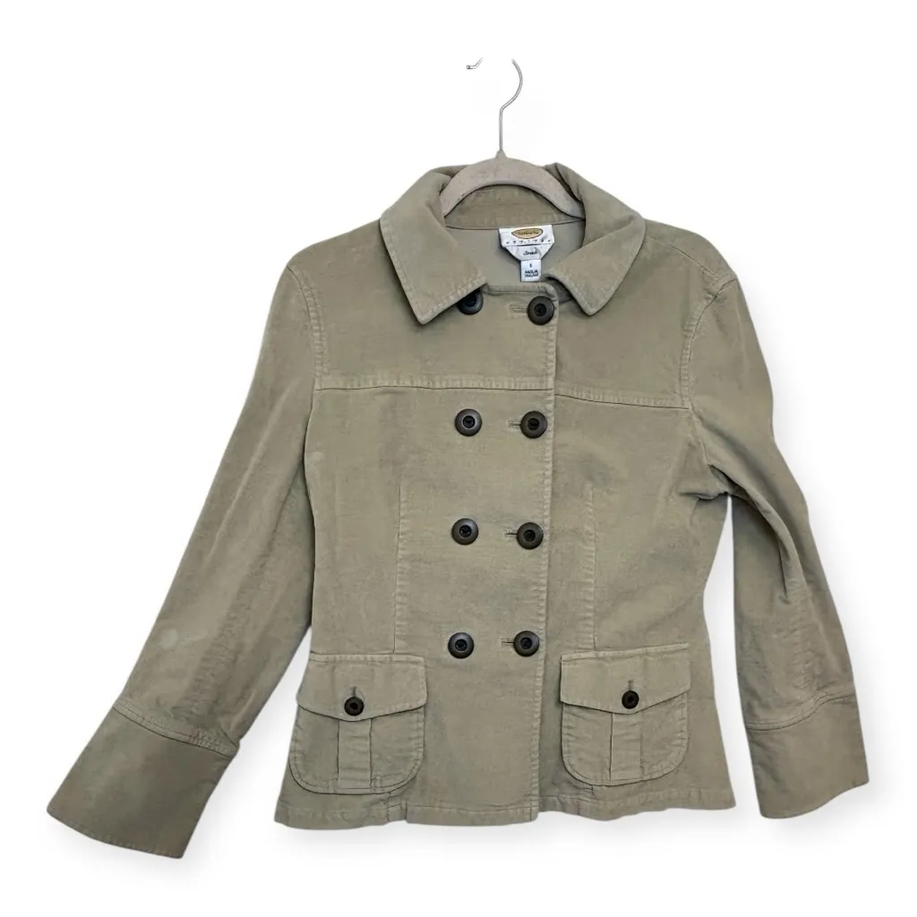 Talbots Khaki Corduroy Double-Breasted Utility Jacket Classic Prep Petite 6 - Image 2