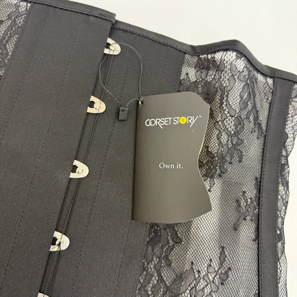 Corset Story Black Lingerie Weight Mesh Lace Underbust Corset Size 30 - Image 8