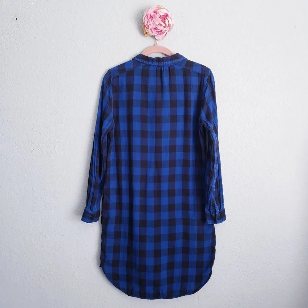 Madewell Latitude Blue and Black Buffalo Check Tunic Shirt Dress - Image 10