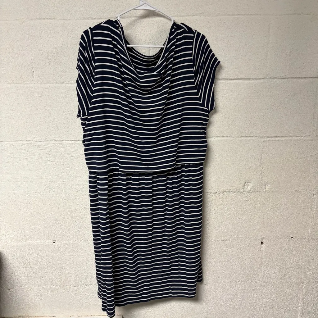 GAP Maternity Blue and White Striped Nursing Dress Size XXL - Image 2