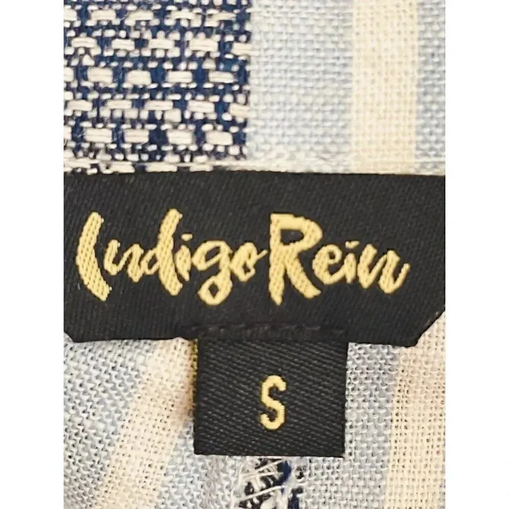 Indigo Rein Stripes Blue Retro High Waist Belted Womens Shorts Sz Small - Image 5