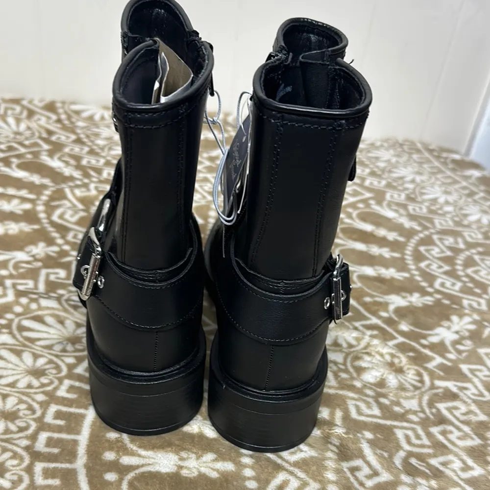 Universal Thread Black Combat Boots with Silver Hardware - Image 11