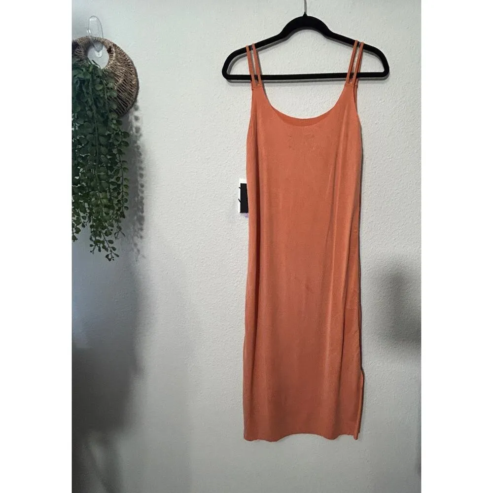 NEW Kada The Foundation Cami Midi Dress Flow Cupro Terracotta Medium $178 Scandi Pink - Image 4