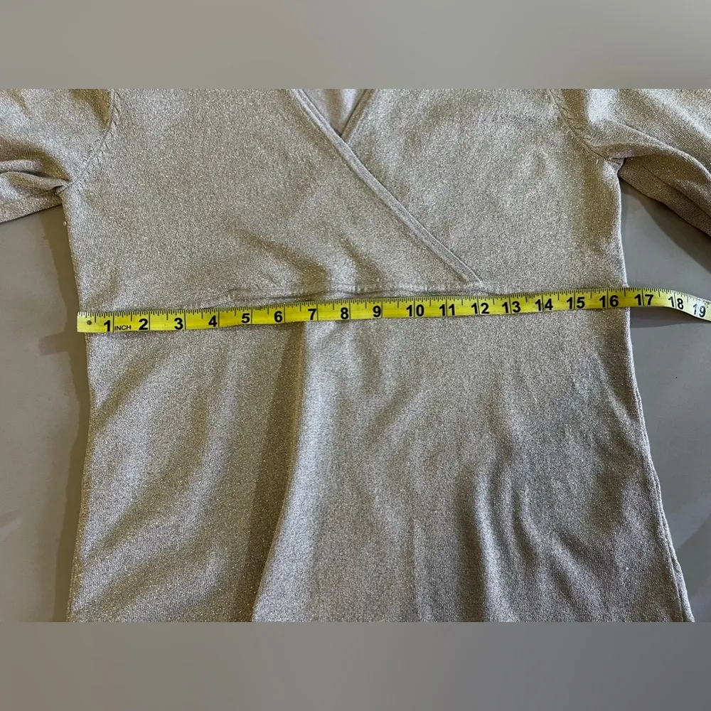 EVELYN Free People Silk‎ Viscoses Lurex Nylon Golden Bright Long Sleeve Size L Gold Size L - Image 14