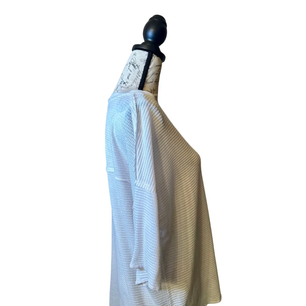 Project Social T  Extra Small White Waffle Knit V Neck T Shirt - Image 7