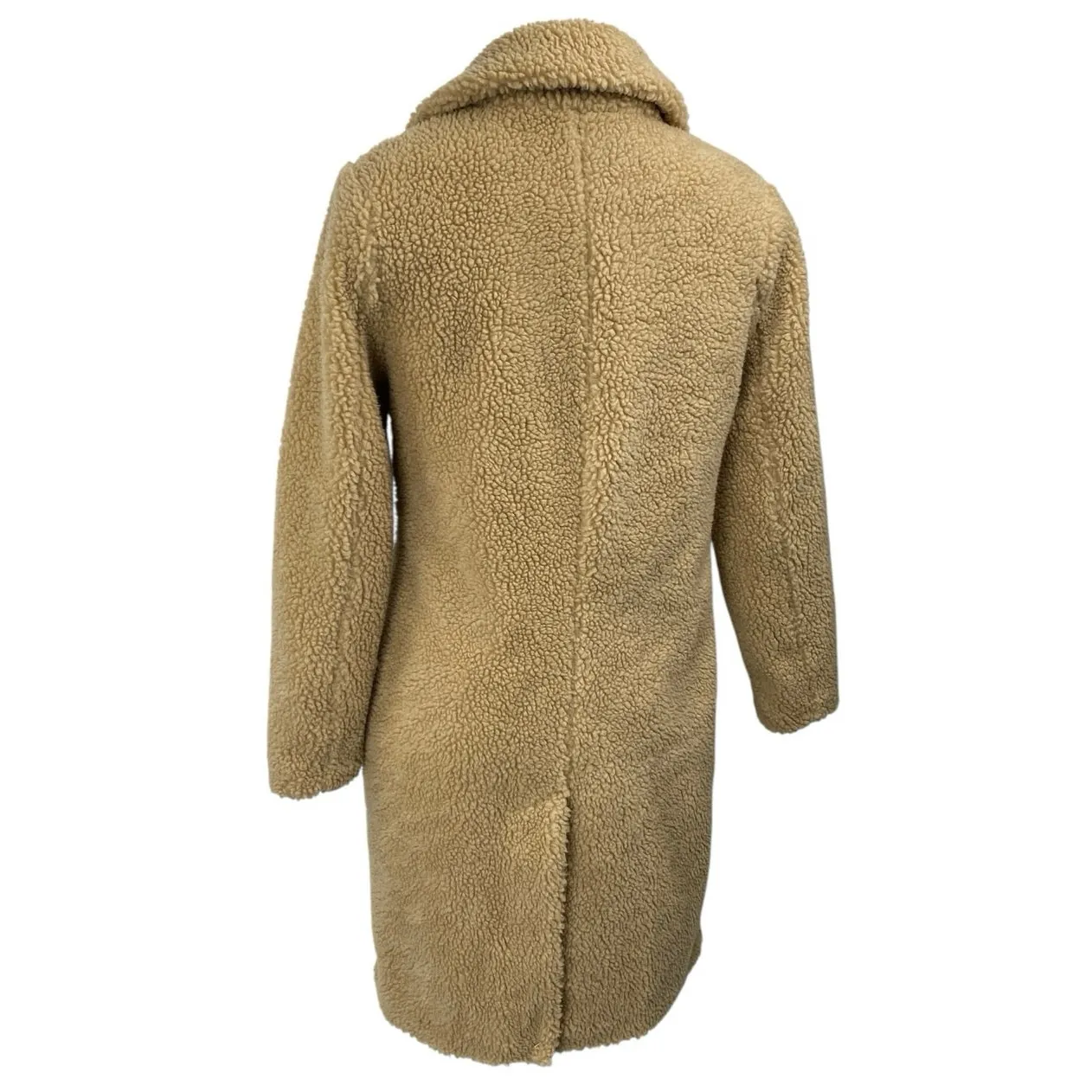 NEW Abercrombie & Fitch Brown Tan Button Long Sleeve Sherpa Overcoat Jacket Sz S - Image 2