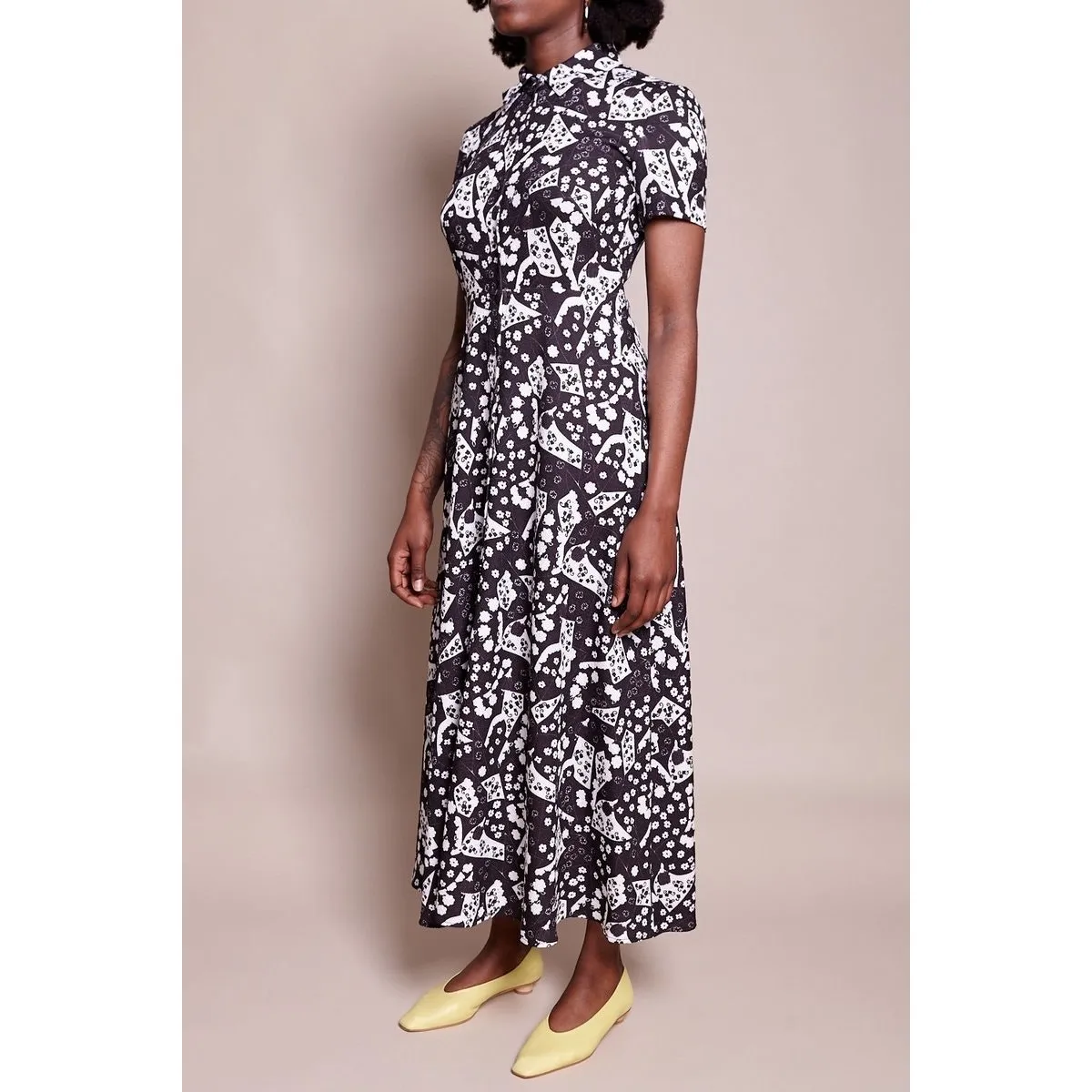 RACHEL COMEY FLORAL AXIL  MIDI DRESS IN BLACK PRINT size 4 - Image 2
