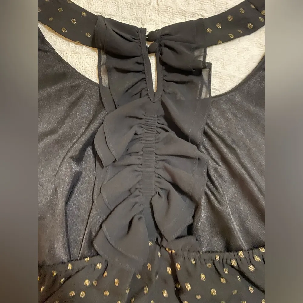 Bisou Bisou Gold Polka Dot Black Tank Top Size XL - Image 3