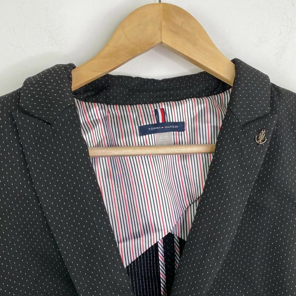 Tommy Hilfiger Pindot Black One-Button Blazer Suit Women 12 NWT Career Academia - Image 3