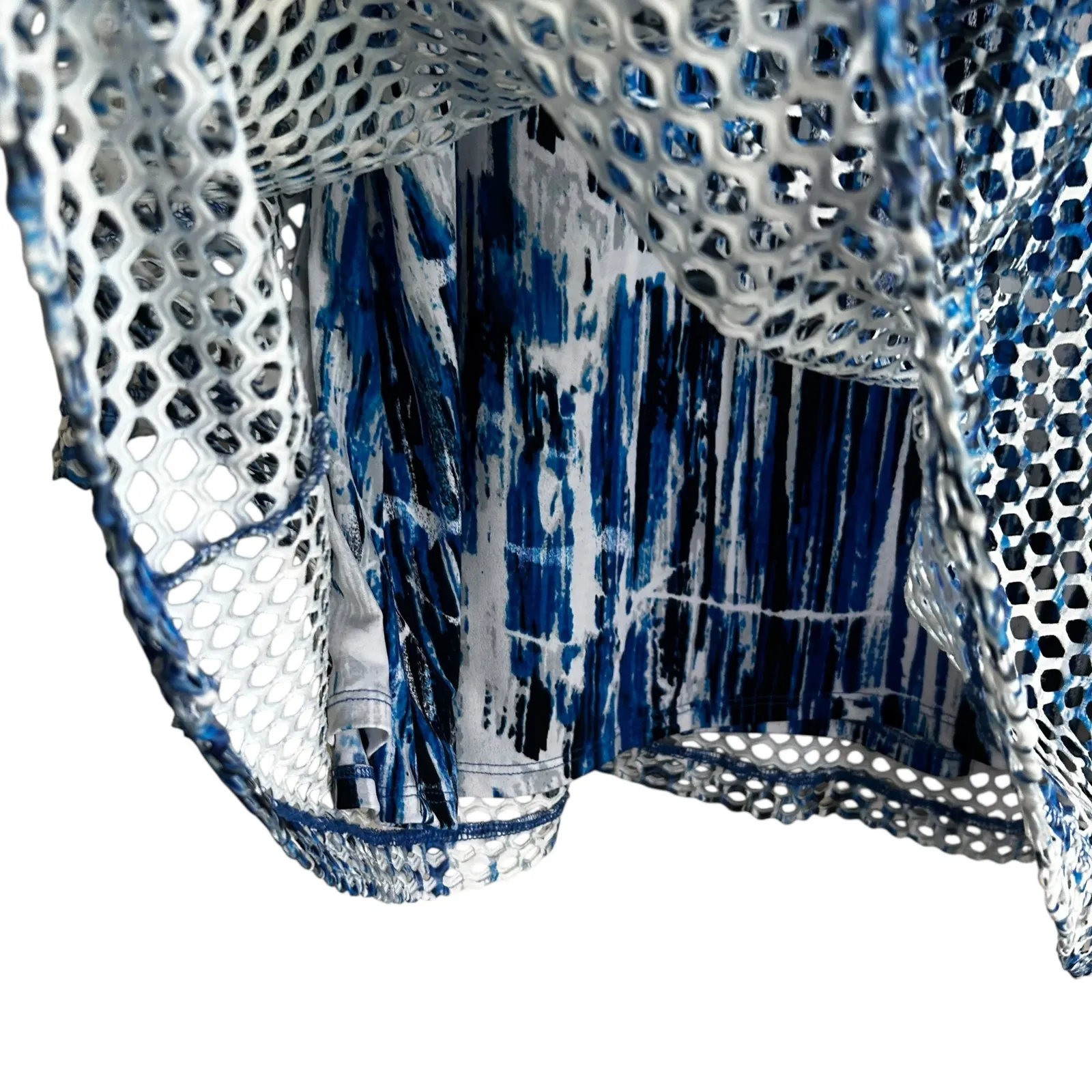 Ali Miles Womens 1X Blue Mesh Overlay Tunic Top‎ Abstract Print Stretchy Layered - Image 5