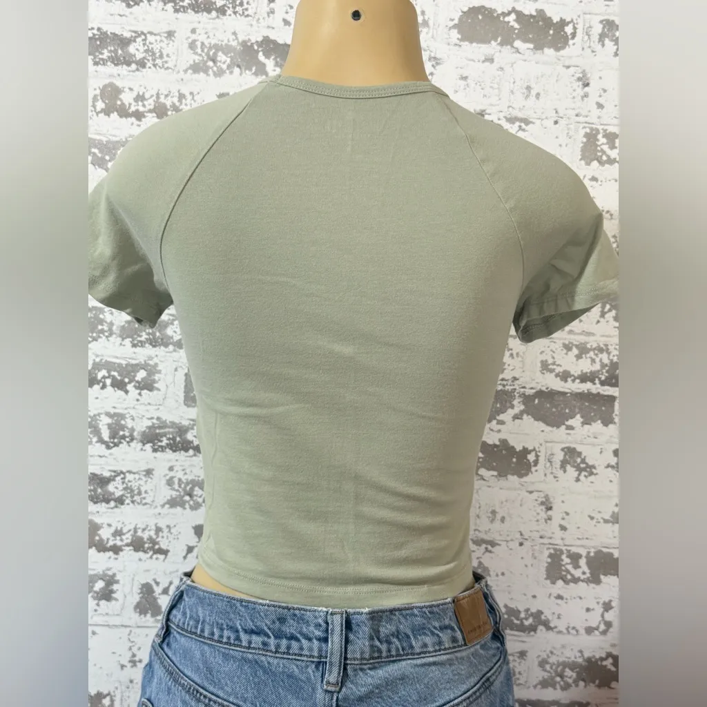 Hollister Sage Green Paris Athletic Club Crop Top - Image 2
